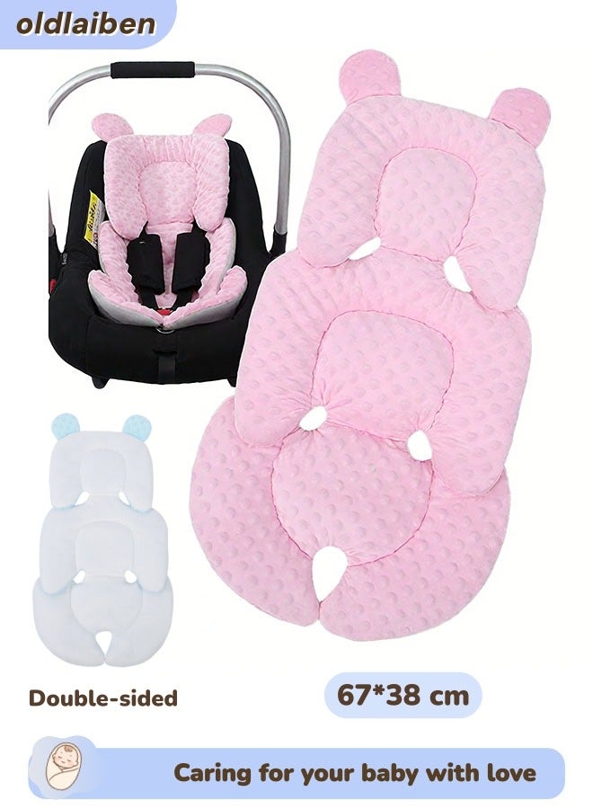 الدليبن وسادة عربة أطفال، وسادة مقعد شبكية تسمح بمرور الهواء، وسادة مقعد أمان للأطفال، وسادة عربة أطفال ناعمة ومريحة تسمح بمرور الهواء، وسادة قابلة لإعادة الاستخدام والغسل، وسادة مقعد مزدوجة الجوانب، تناسب عربات الأطفال، ومقاعد السيارات، وكراسي الطعام، متوفرة بوجهين، ملحقات عربات الأطفال (وردي) - Image 1